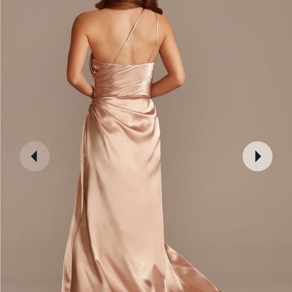 David’s bridal Galina charmeuse draped one-shoulder bridesmaid dress - Picture 2 of 4